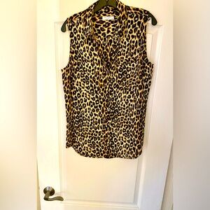 Equipment Sleeveless Silk Blouse, Animal Print Size Medium